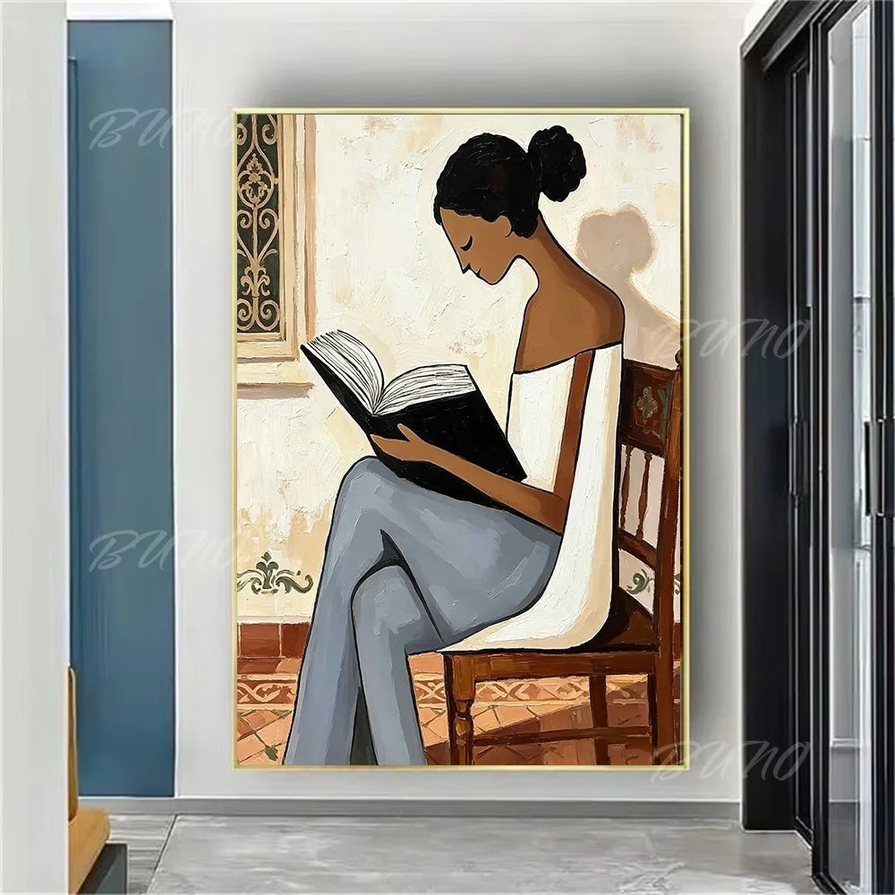 Bohemian Reading Lady Painting