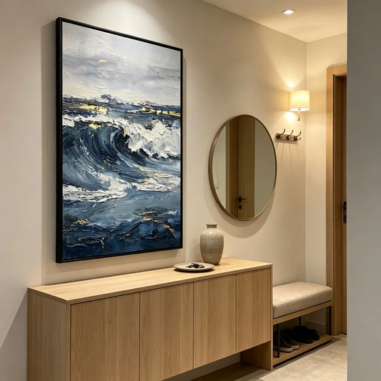 Gold Foil Ocean Wave Painting
