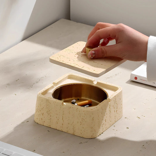 Retro Natural Travertine Ashtray