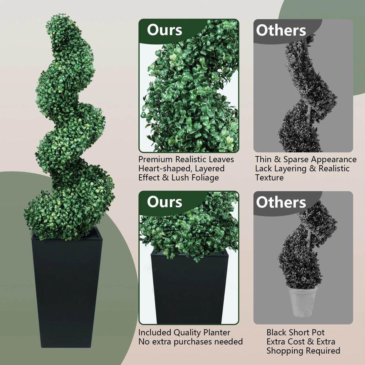 Spiral Boxwood Topiary Pair