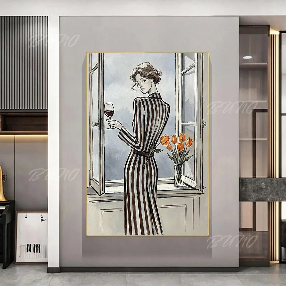 Wine Lady Tulip Painting