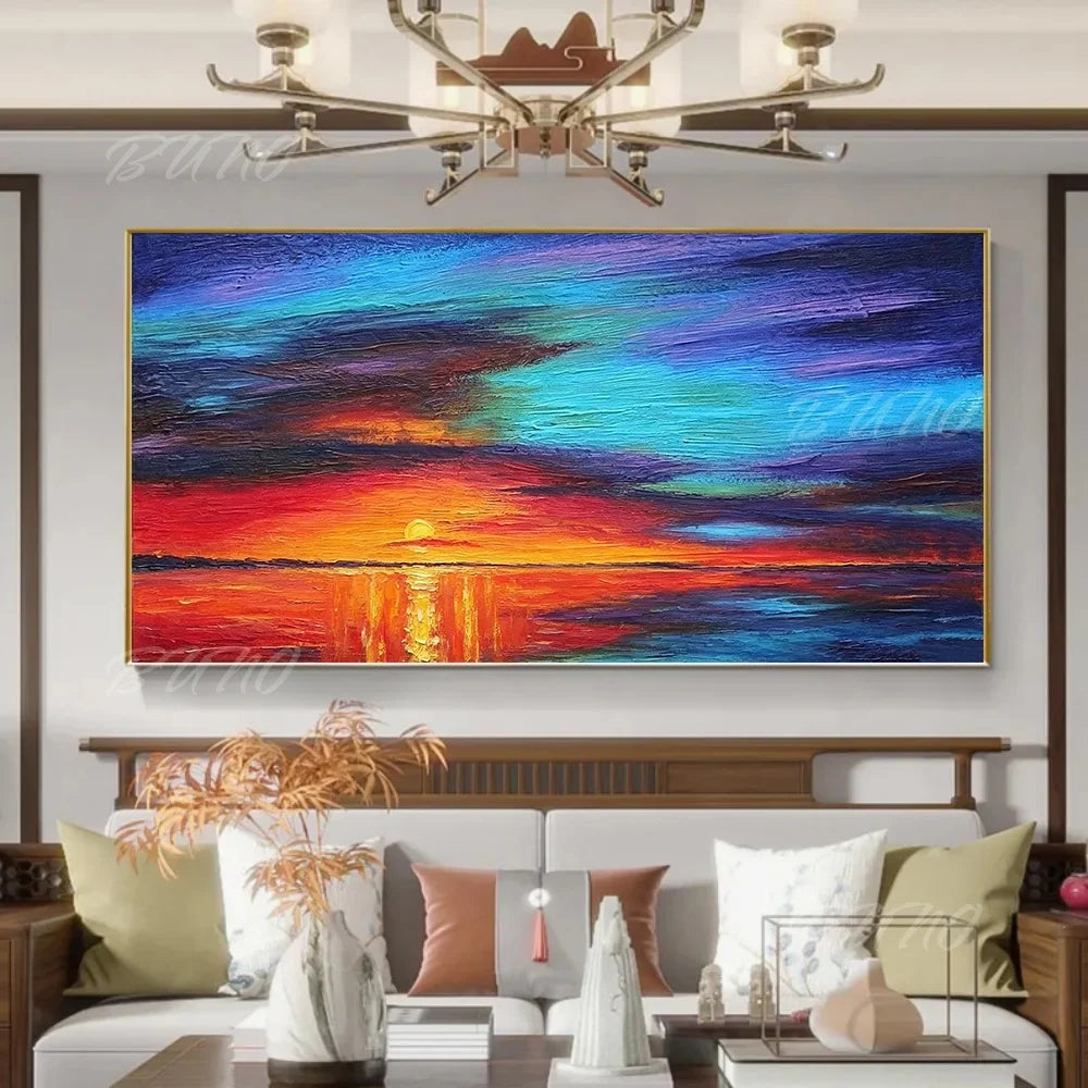 Sea Sunset Impasto Painting