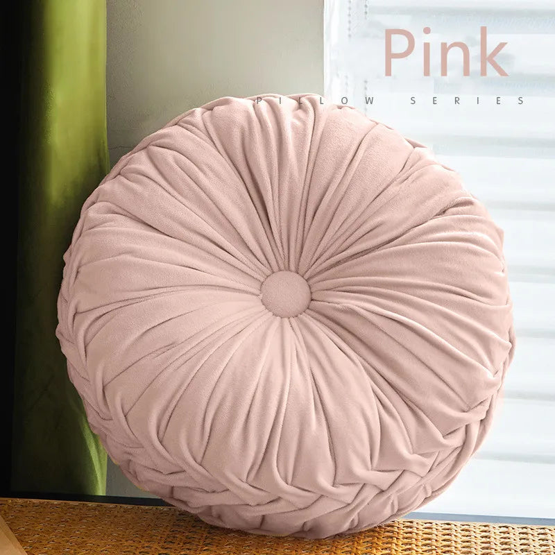 Pleated Velvet Round Cushion