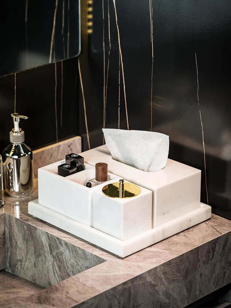 Volakas White Natural Marble Bathroom Set