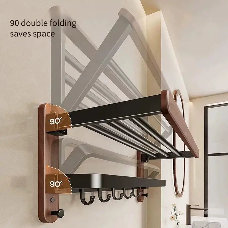 Walnut Folding Towel Rack