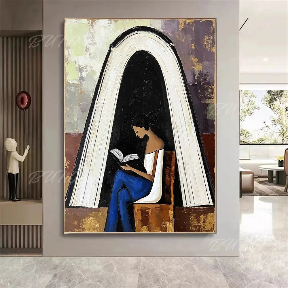 Bohemian Reading Lady Painting