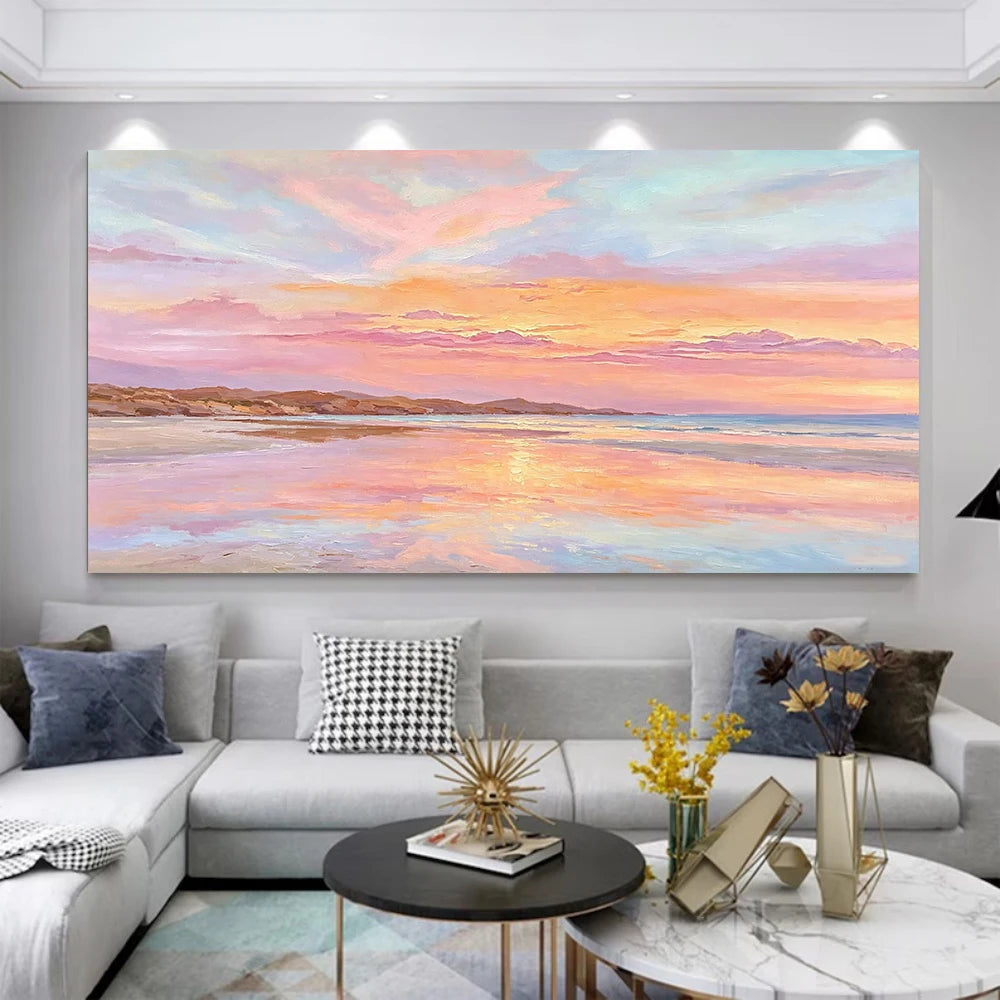Pastel Sunset Lake Painting