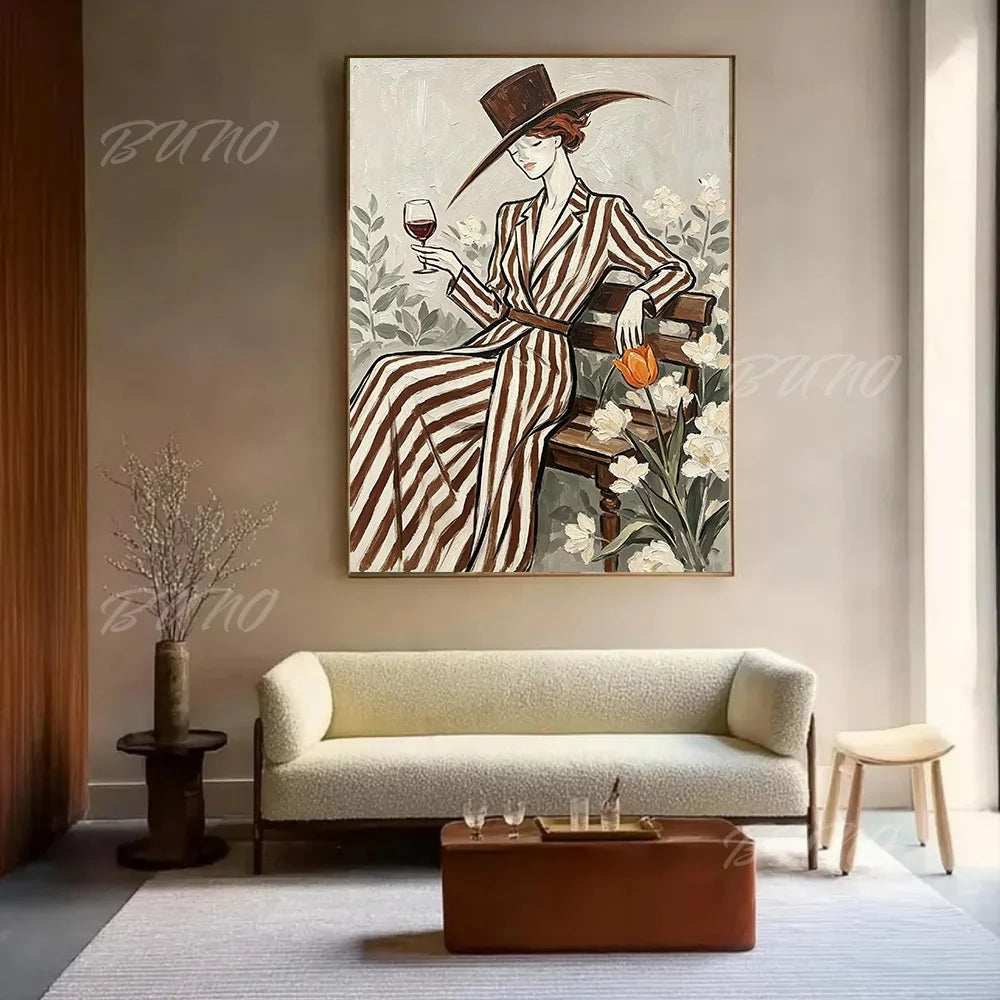 Wine Lady Tulip Painting