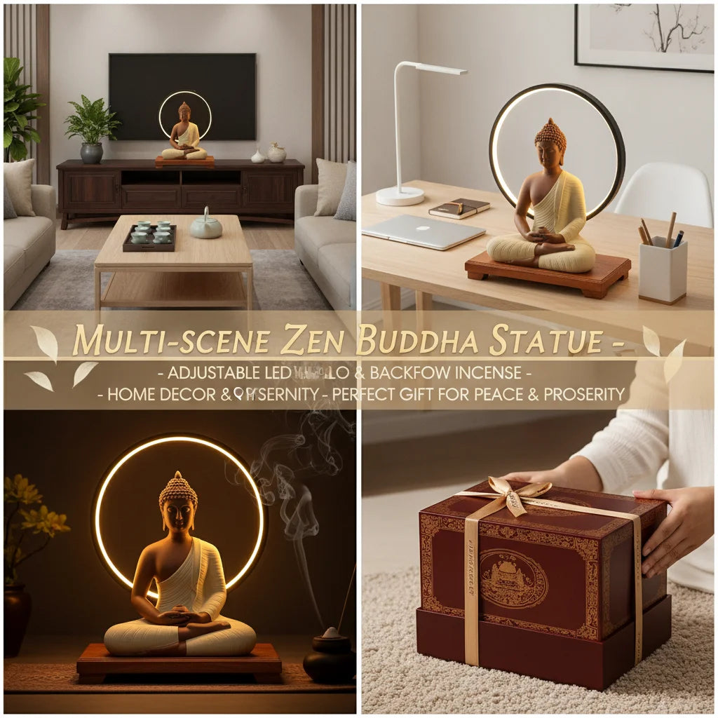 LED Halo Buddha Statue