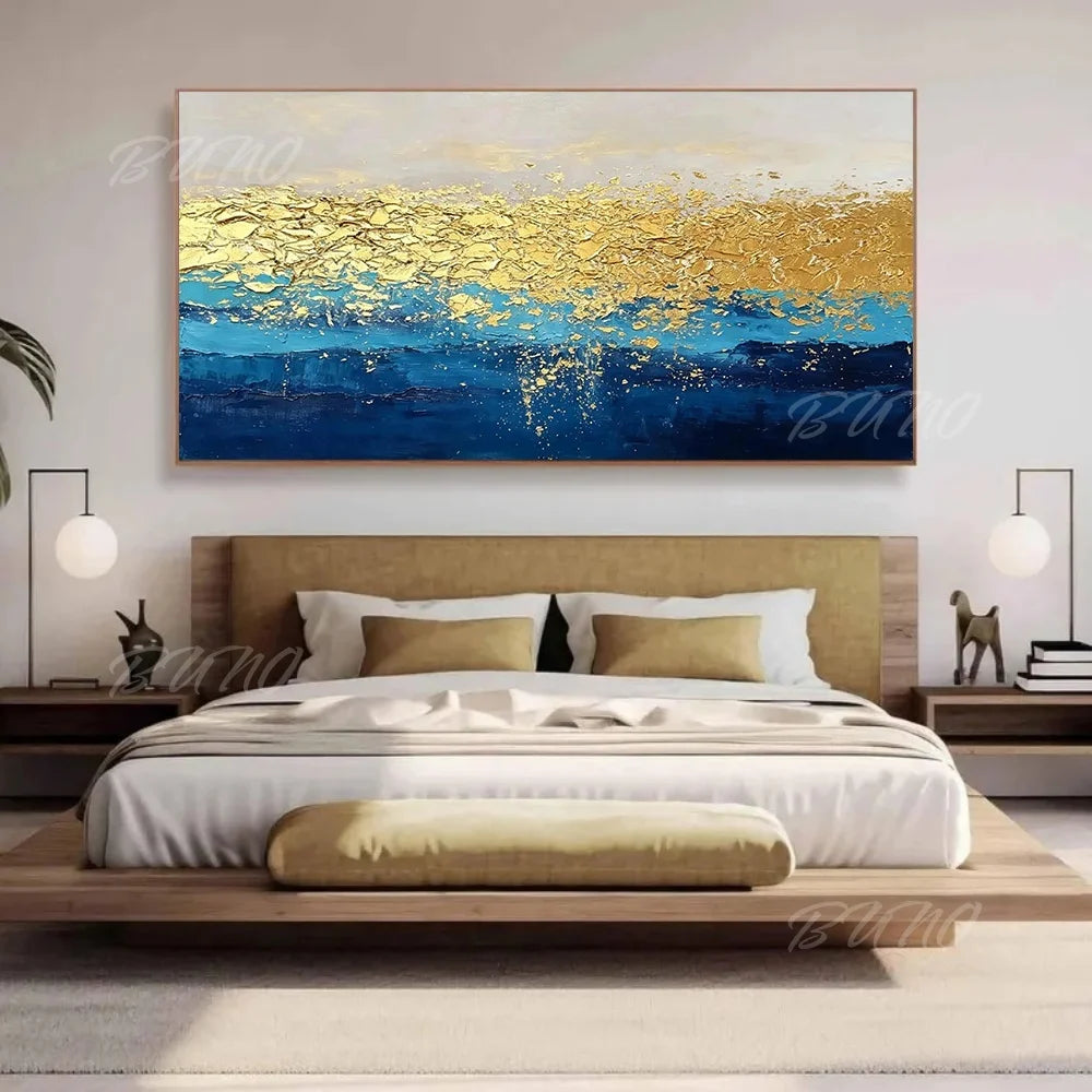 Blue Gold Foil Painting