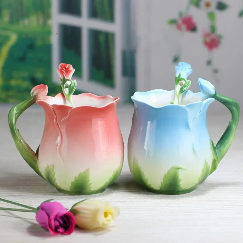 Pink Ceramic Coffee Cup European