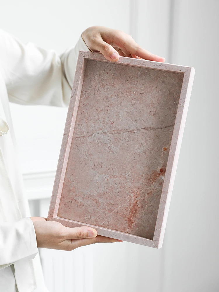 Pink Natural Marble Storage Tray