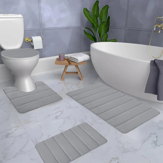Coral Fleece Bath Mat Set