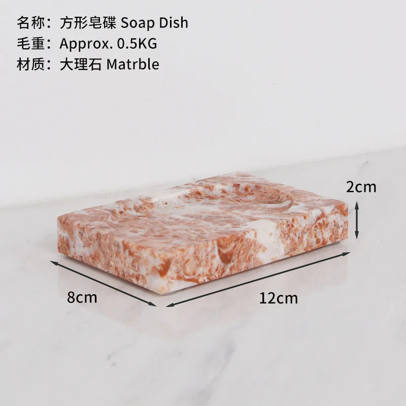 Coral Red Marble Bath Set