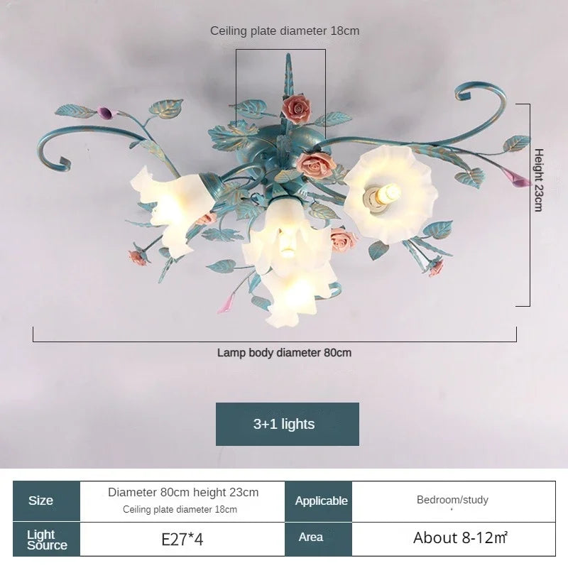 Glass Rose Ceiling Lamp