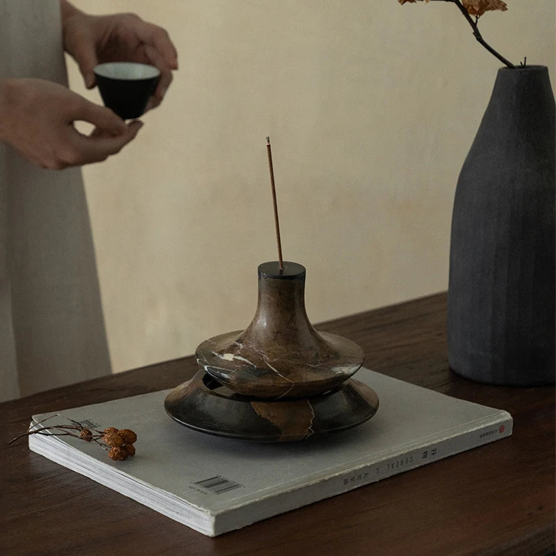 Vintage Travertine Stick Incense Holder