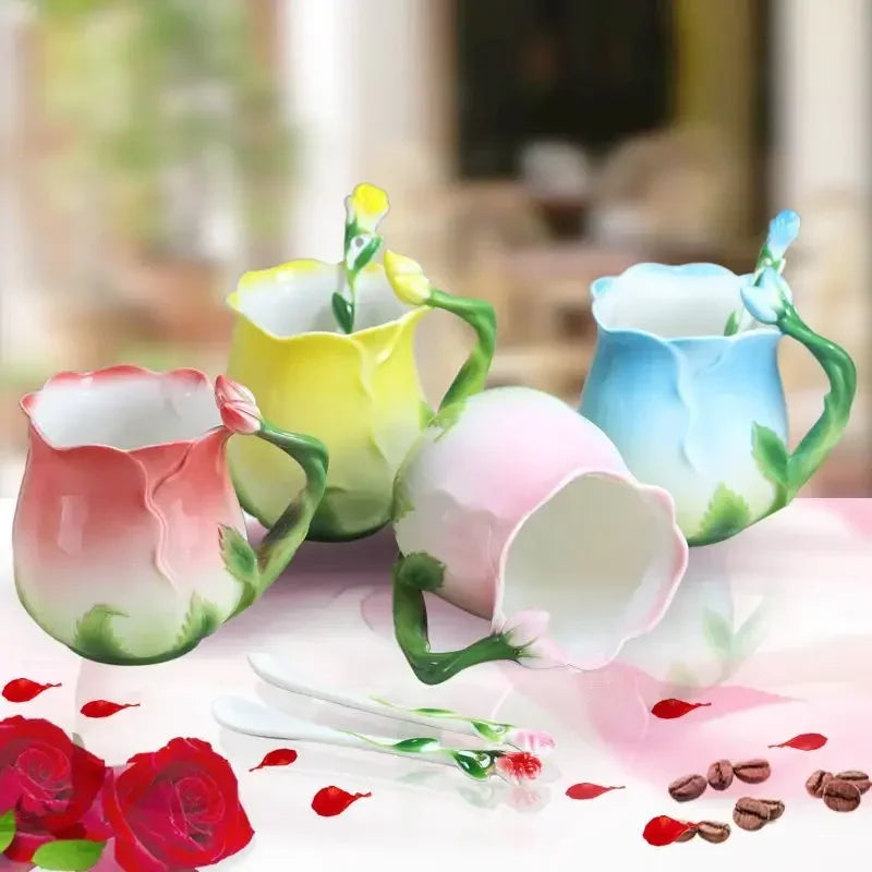 Pink Ceramic Coffee Cup European