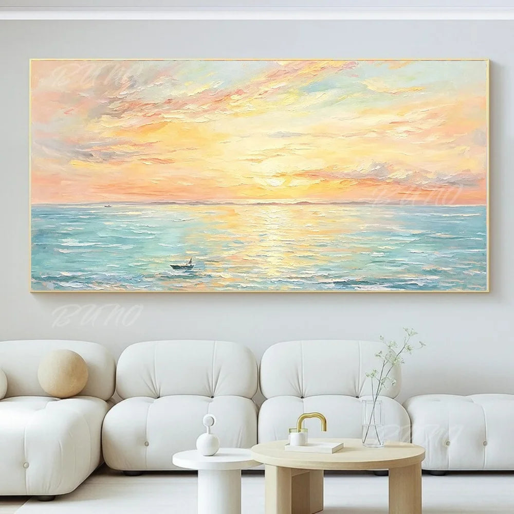 Textured Sunset Seascape Art