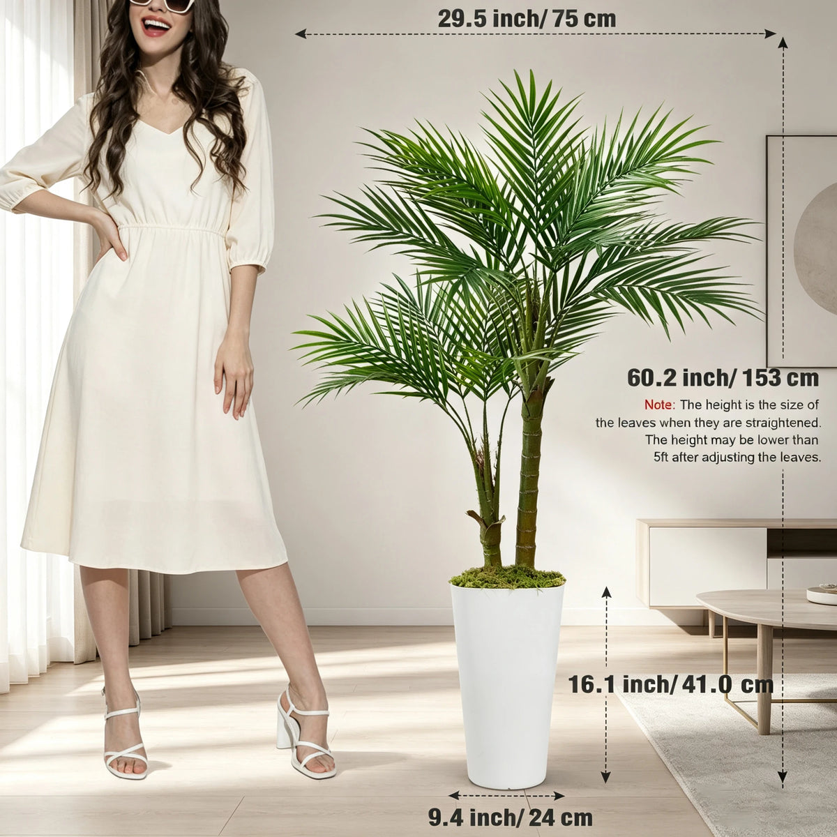 Areca Palm in White Planter