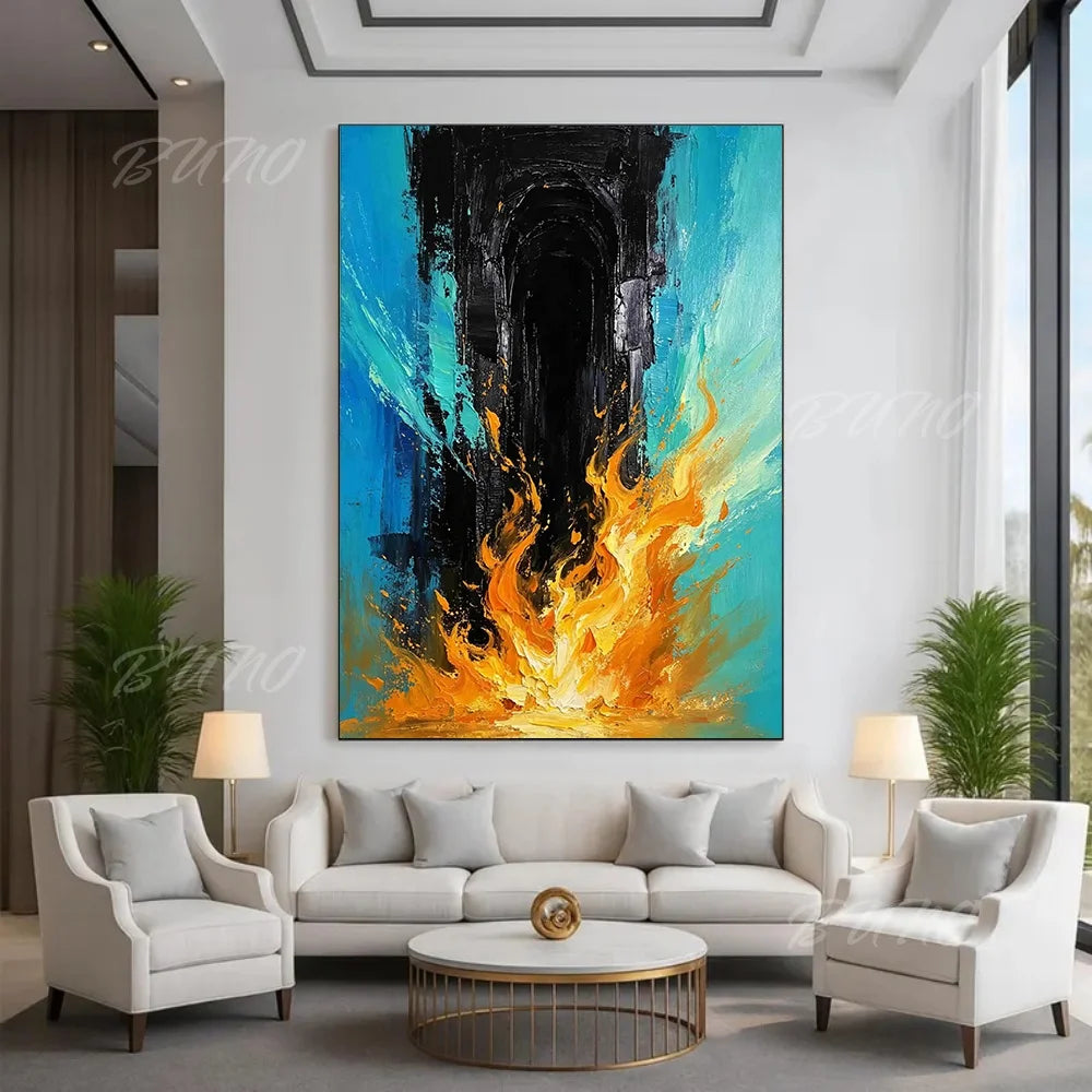 Blue Gold Urban Abstract Art