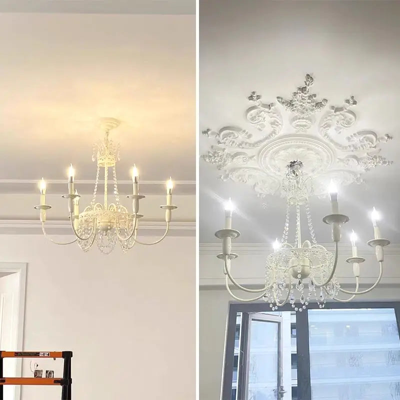 Modern 6-Light Crystal Chandelier White