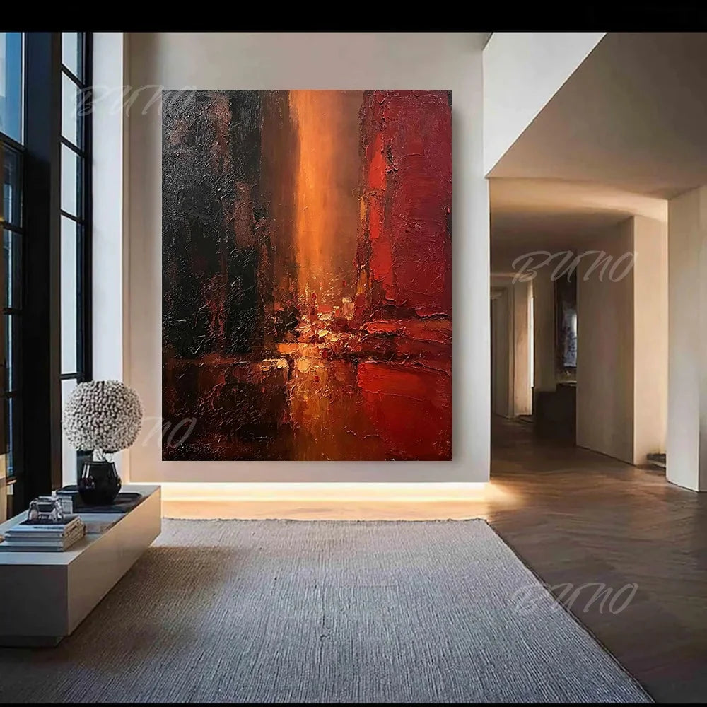 Large Red Impasto Painting