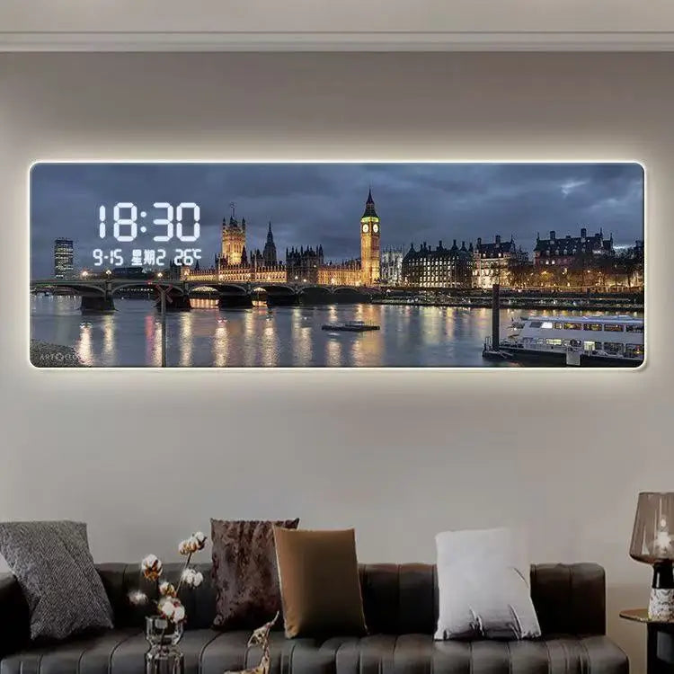 Night Skyline Clock Art