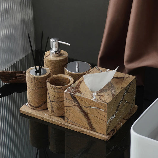 Rainforest Brown Marble Bath Set