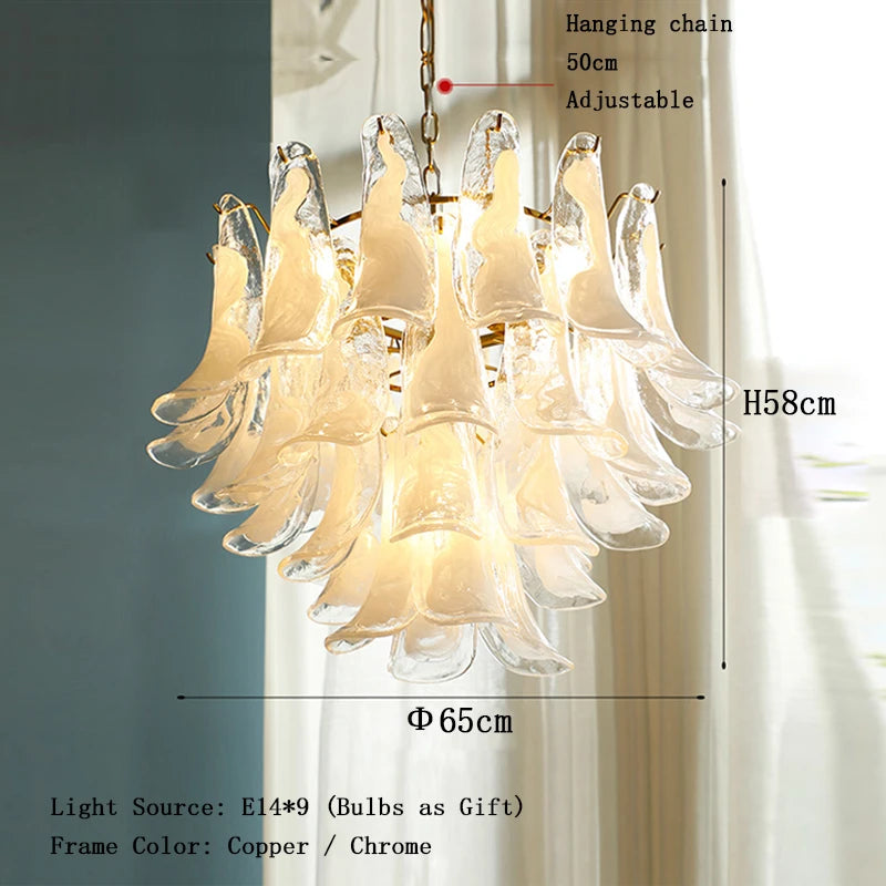 White Petal Glass Chandelier