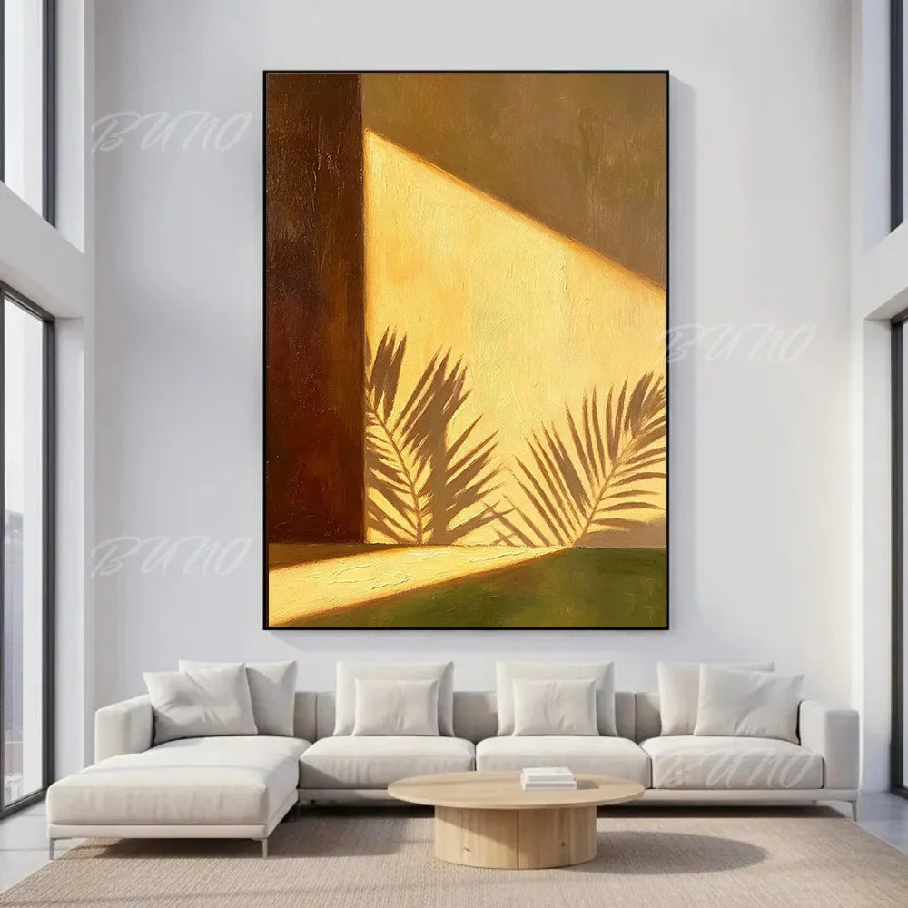 Sunlit Palm Leaf Painting