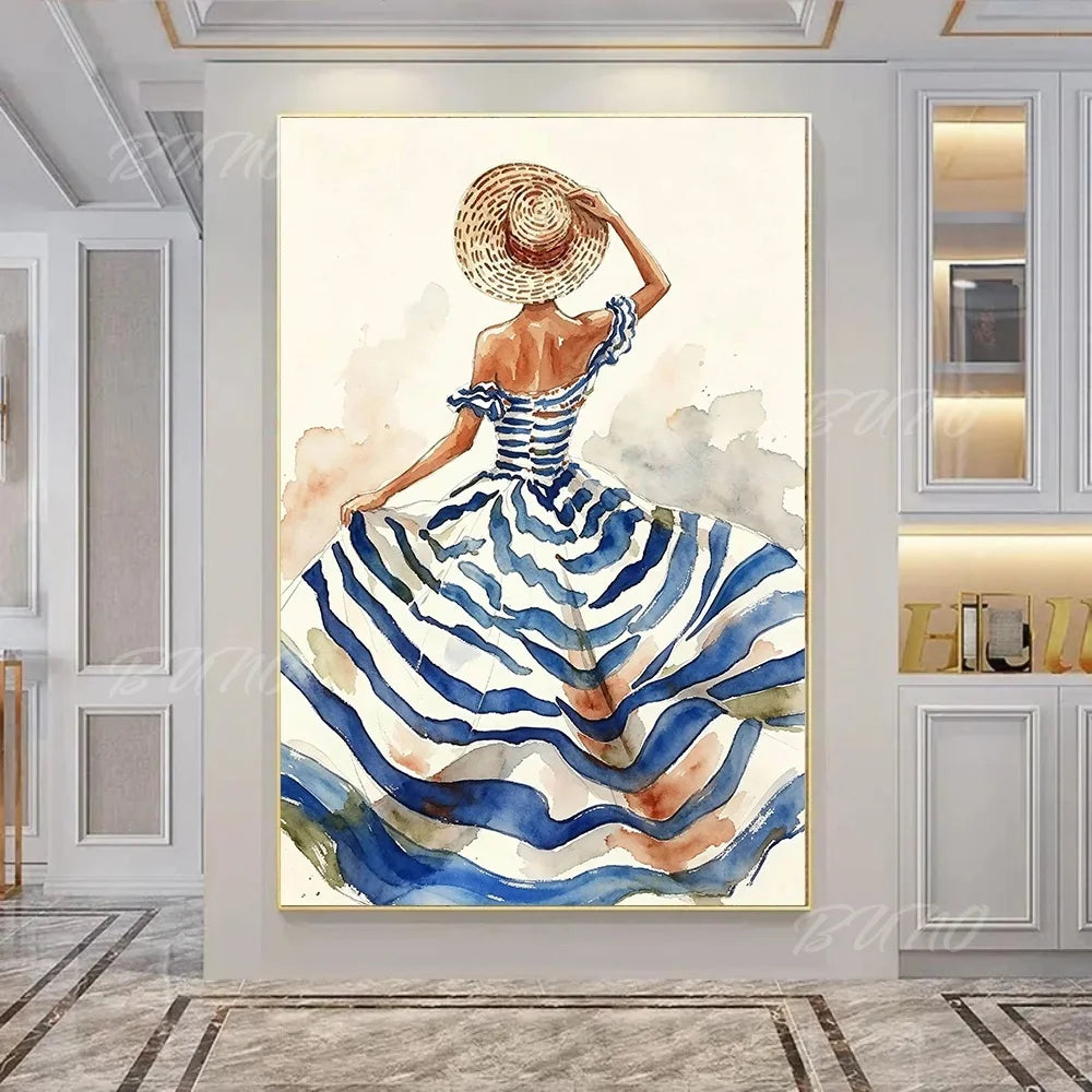 French Straw Hat Lady Painting