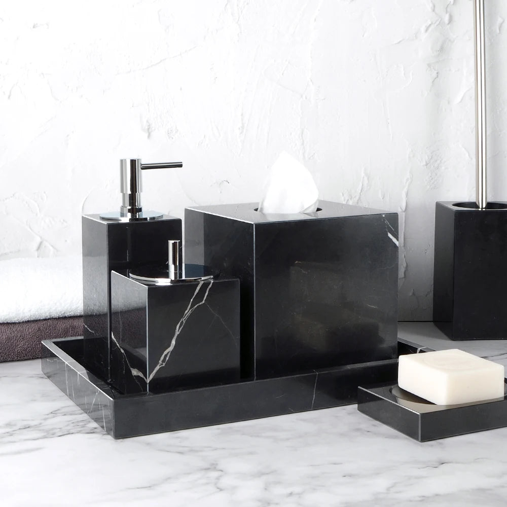 Black Nero Marquina Marble Bathroom Set