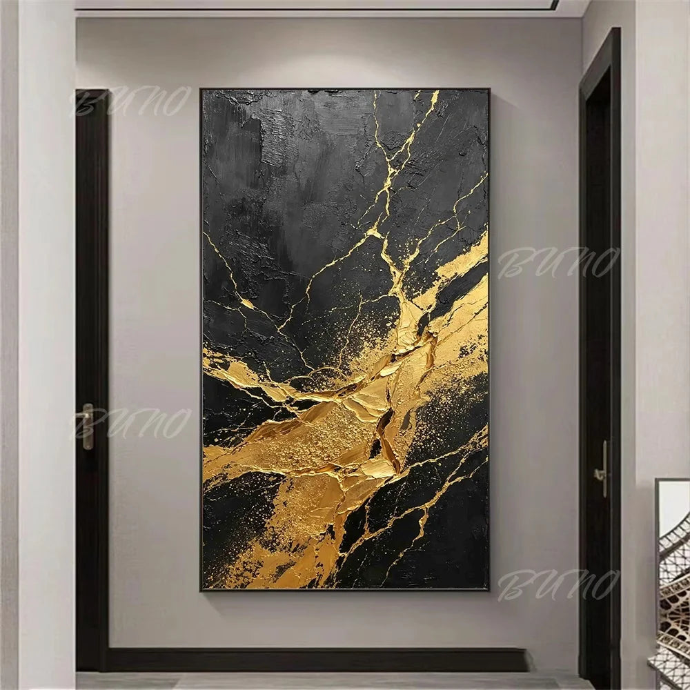 Black Gold Foil Painting