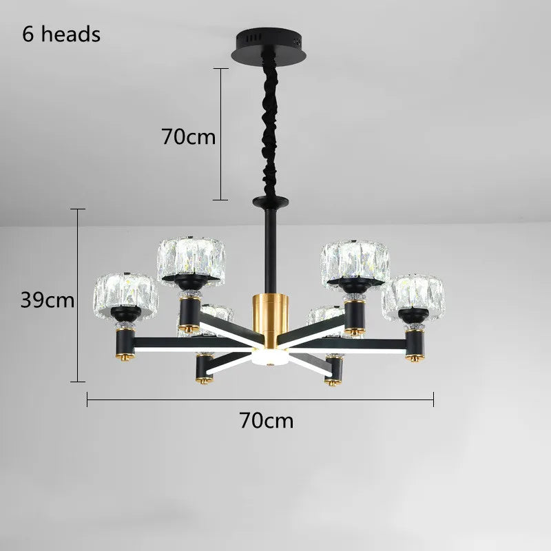 Gold and Black Crystal Chandelier