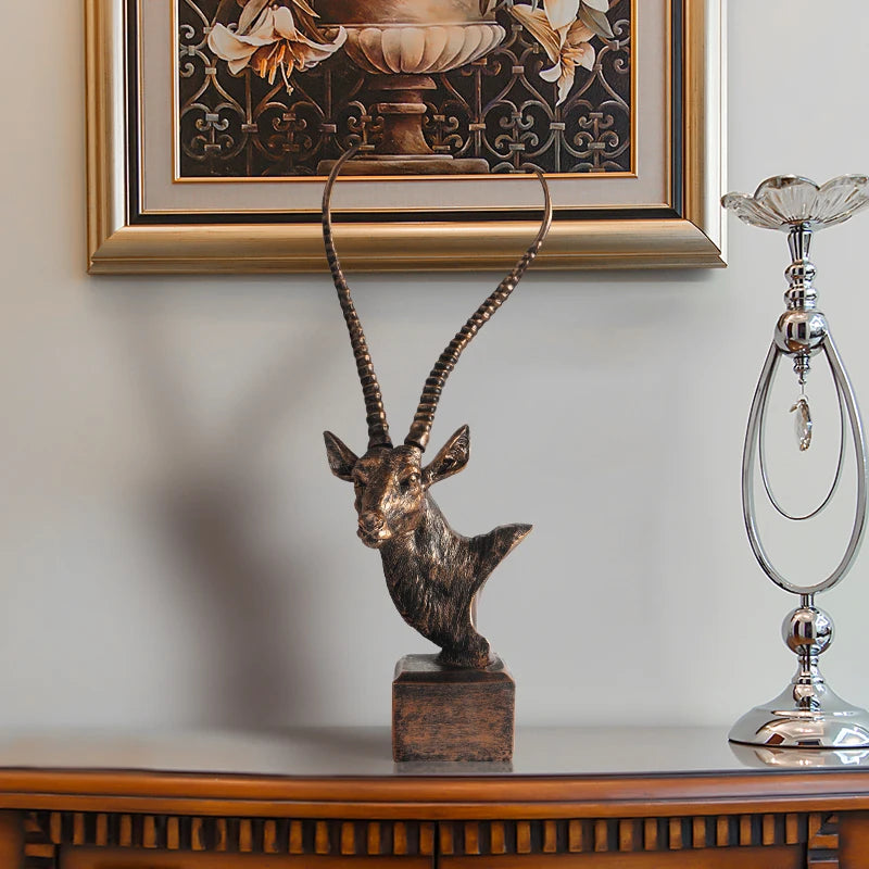 Golden Antelope Head Statue