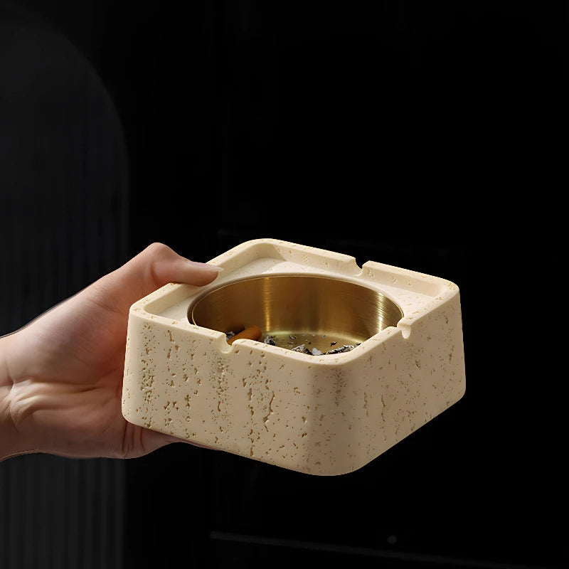 Retro Natural Travertine Ashtray
