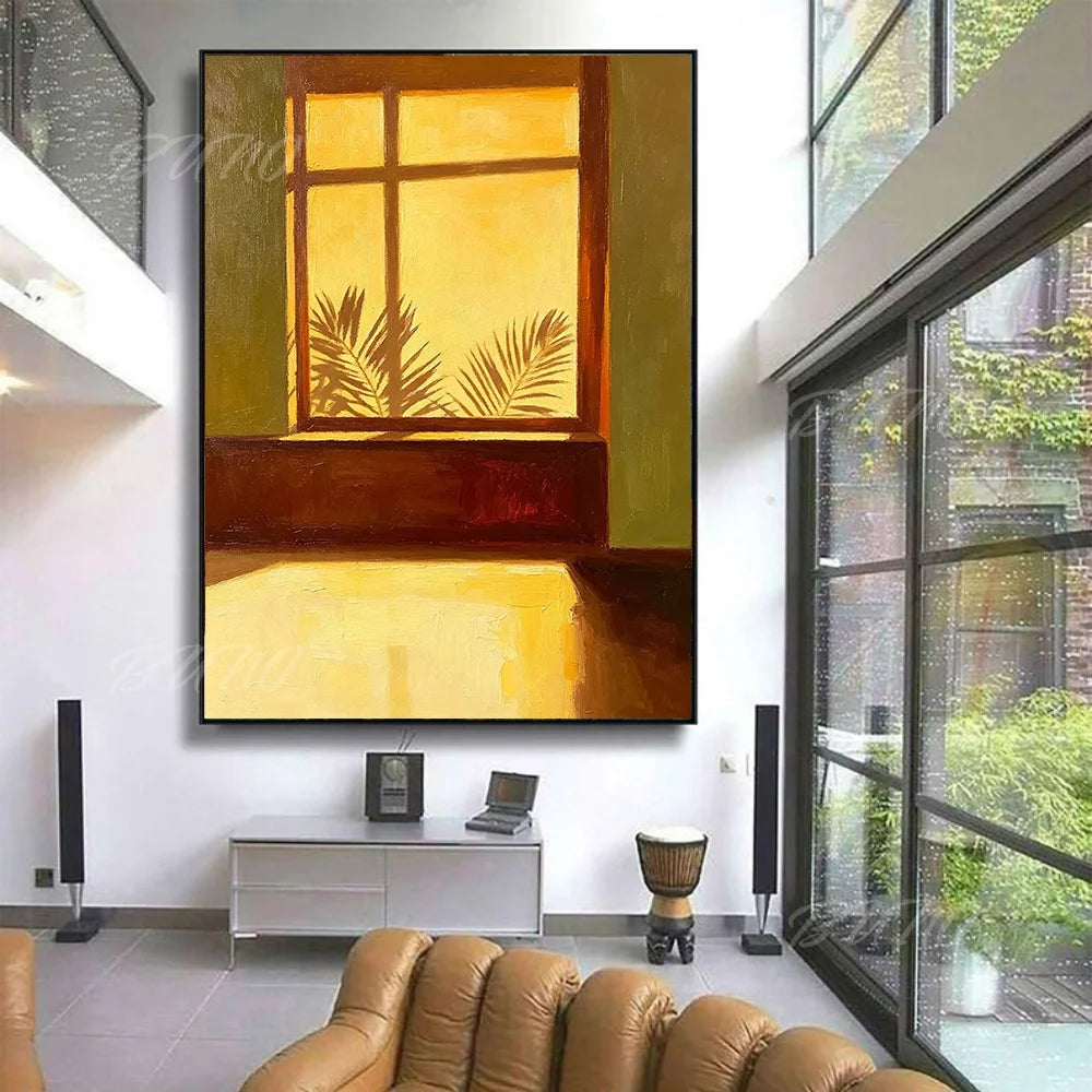 Sunlit Palm Leaf Painting