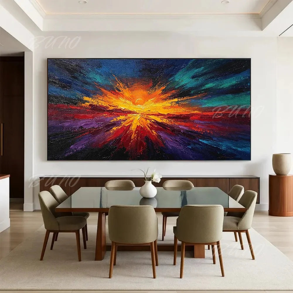 Sea Sunset Impasto Painting