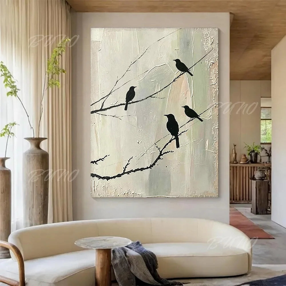 Wabi Sabi Birds Tree Art
