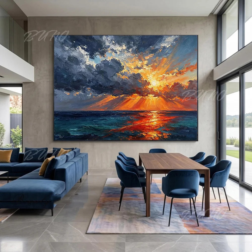 Gold Textured Seascape Art