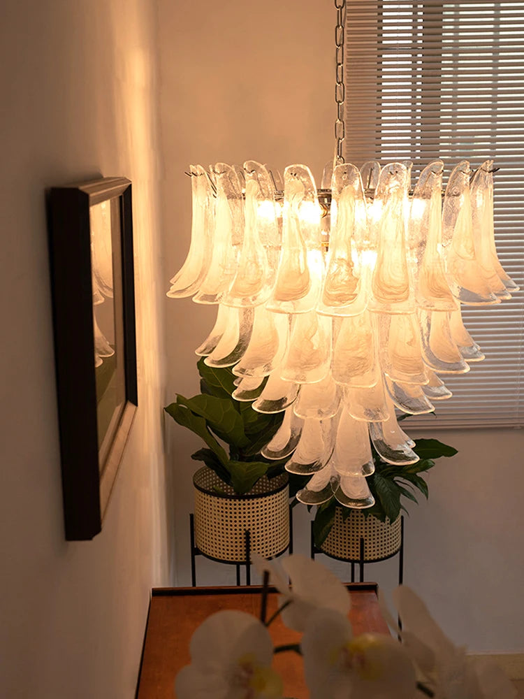 White Petal Glass Chandelier