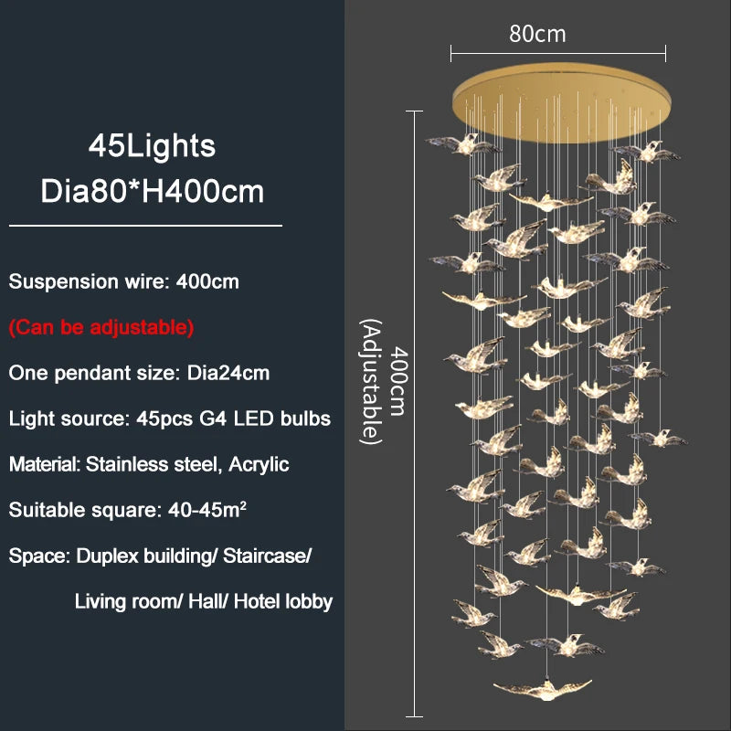 Bird Design LED Chandelier