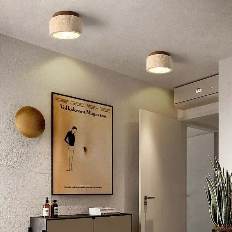 Wabi-Sabi Travertine Ceiling Lamp