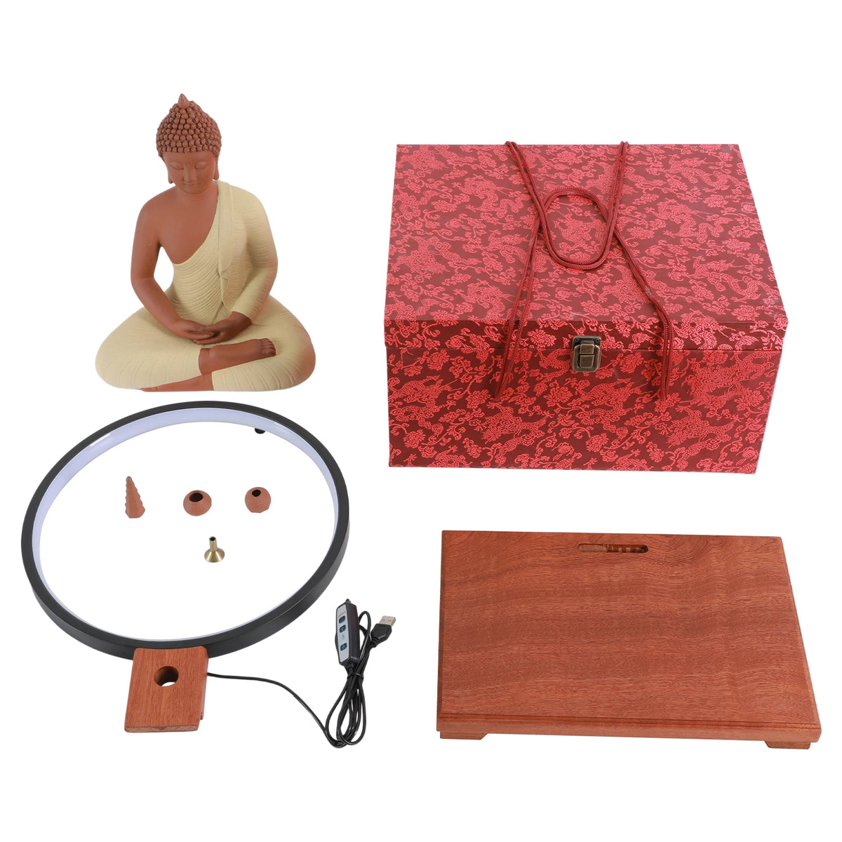 LED Halo Buddha Statue