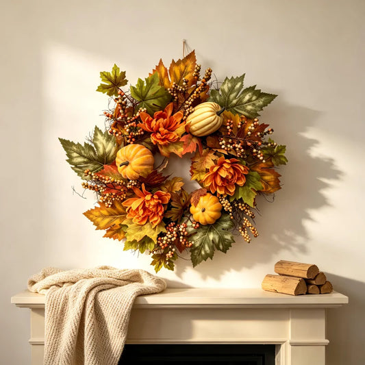 Autumn Pumpkin Peony Wreath