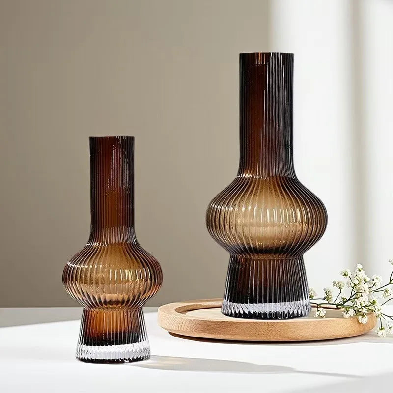 Striped Edge Glass Vase