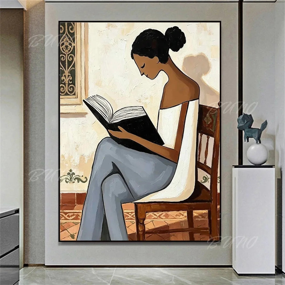 Bohemian Reading Lady Painting
