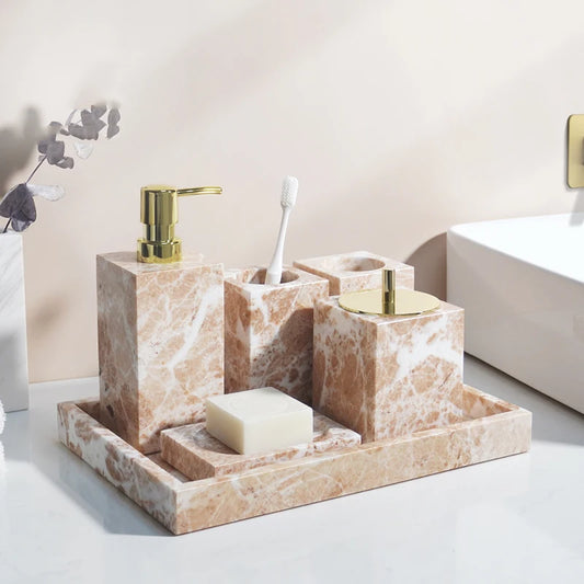 Coral Pink Natural Marble Set