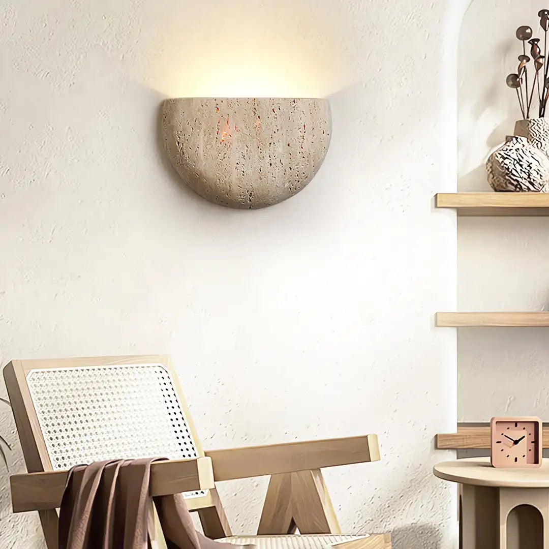 Japanese Yellow Travertine LED Wall Light