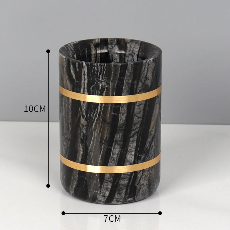 Tree Black Natural Marble Bathroom Set